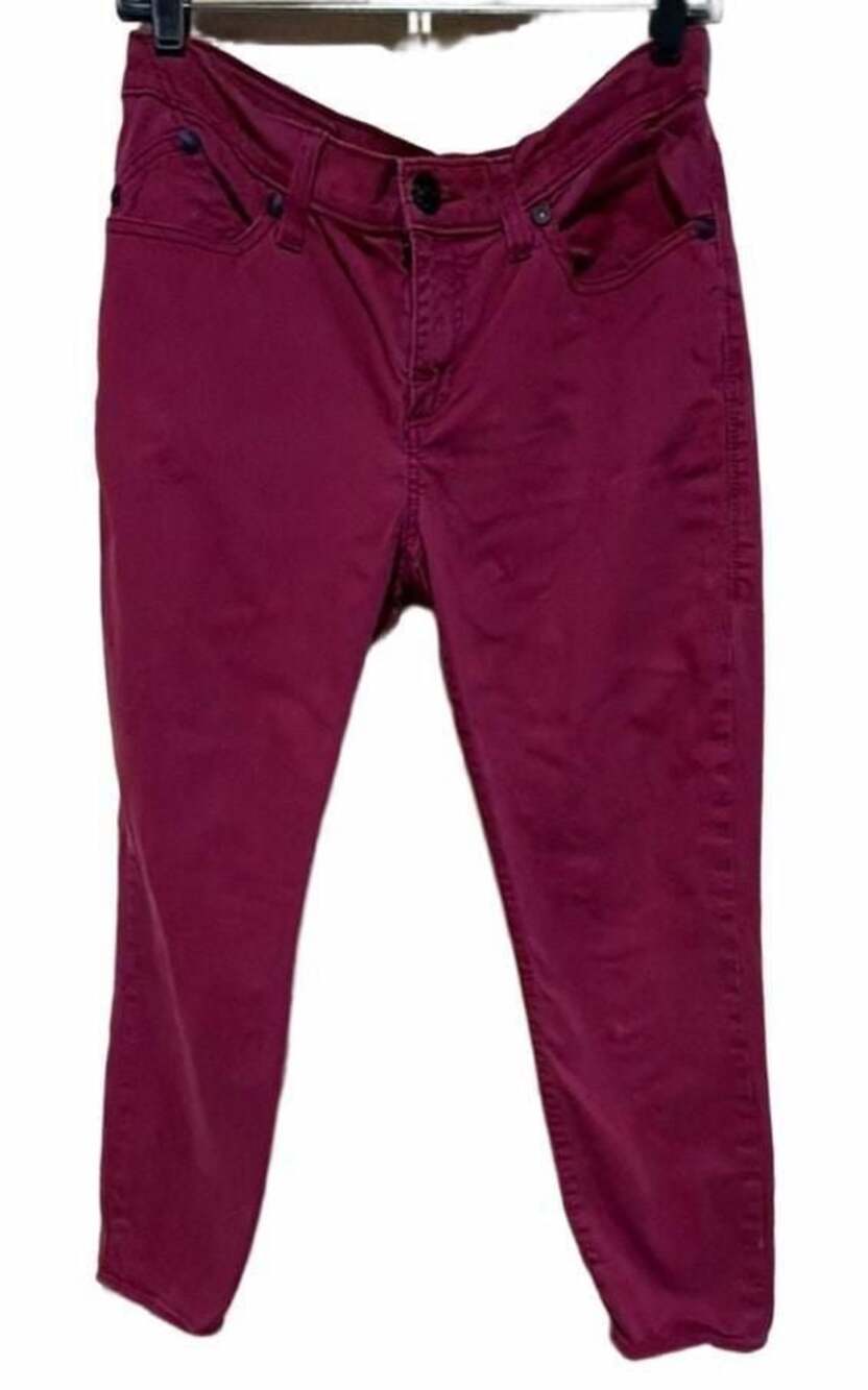 Rock & Republic Womens Hamburg Stretch Cotton Ankle Crop Pants Raspberry Sz 10